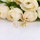 925 Silver Cross Stud Earrings Clear CZ Girlfriend Gift Jewelry