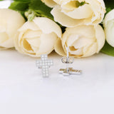 925 Silver Cross Stud Earrings Clear CZ Girlfriend Gift Jewelry