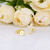 925 Silver Cross Stud Earrings Clear CZ Girlfriend Gift Jewelry