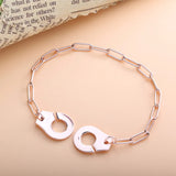 925 Sterling Silver Handcuffs Link Bracelets for Women
