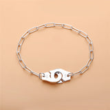 925 Sterling Silver Handcuffs Link Bracelets for Women