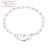 925 Sterling Silver Handcuffs Link Bracelets for Women