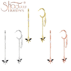 925 Silver Dragonfly Drop Earrings with Zircon - Animal Jewelry