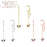 925 Silver Dragonfly Drop Earrings with Zircon - Animal Jewelry