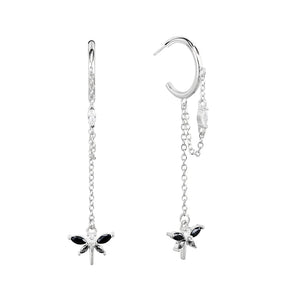 925 Silver Dragonfly Drop Earrings with Zircon - Animal Jewelry