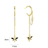 925 Silver Dragonfly Drop Earrings with Zircon - Animal Jewelry