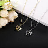 925 Silver Butterfly Pendant Necklace with Zircon Crystals