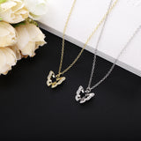 925 Silver Butterfly Pendant Necklace with Zircon Crystals