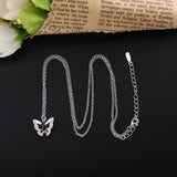 925 Silver Butterfly Pendant Necklace with Zircon Crystals