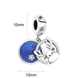925 Silver Deer Dangle Charms Starry Sky Pendant Beads