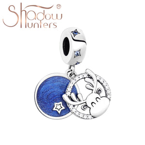 925 Silver Deer Dangle Charms Starry Sky Pendant Beads
