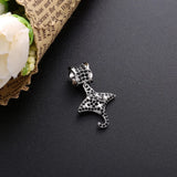 925 Sterling Silver Flying Fish Dangle Charm DIY Bead