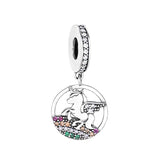 925 Silver Horn Horse With Wing Dangle Charm Rainbow DIY