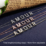 925 Silver Double Chains Bracelet With CZ Letters AMOUR for Women