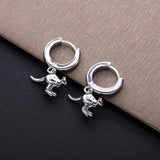 925 Silver Animal Hoop Earrings Kangaroo Dangle Statement Gift