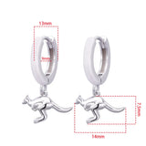 925 Silver Animal Hoop Earrings Kangaroo Dangle Statement Gift