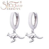 925 Silver Animal Hoop Earrings Kangaroo Dangle Statement Gift