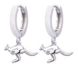 925 Silver Animal Hoop Earrings Kangaroo Dangle Statement Gift