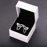 925 Silver Three Leaves Wedding Stud Earrings Pave Crystal Engagement Earrings