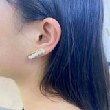 925 Silver Balance Bar Earrings Big Studs For Woman