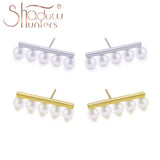 925 Silver Balance Bar Earrings Big Studs For Woman