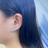 925 Silver Balance Bar Earrings Big Studs For Woman