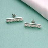 925 Silver Balance Bar Earrings Big Studs For Woman