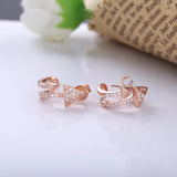 925 Silver Curved Arrow Crystal Stud Earrings Women Wedding Jewelry Gift