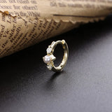 925 Silver Pearl CZ Hoop Earrings Women Jewelry