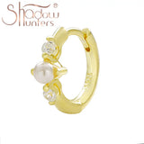 925 Silver Pearl CZ Hoop Earrings Women Jewelry