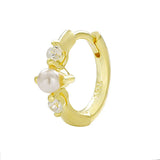 925 Silver Pearl CZ Hoop Earrings Women Jewelry