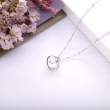 925 Silver Pearl Pendant Necklace Planet Crystal Jewelry Woman Gift