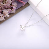 925 Silver Pearl Pendant Necklace Planet Crystal Jewelry Woman Gift