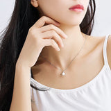 925 Silver Pearl Pendant Necklace Planet Crystal Jewelry Woman Gift