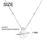 925 Silver Pearl Pendant Necklace Planet Crystal Jewelry Woman Gift