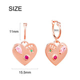 925 Silver Pink Heart Drop Earrings With Zircon Stones