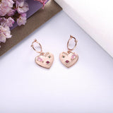 925 Silver Pink Heart Drop Earrings With Zircon Stones