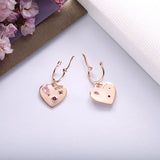 925 Silver Pink Heart Drop Earrings With Zircon Stones