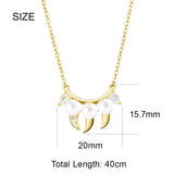 Sterling Silver Fangs Pendant Necklace With Pearl & Zircon Danger Choker