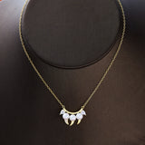 Sterling Silver Fangs Pendant Necklace With Pearl & Zircon Danger Choker