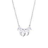 Sterling Silver Fangs Pendant Necklace With Pearl & Zircon Danger Choker