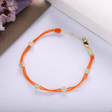 925 Sterling Silver Red String Bracelet Crystal Cluster Setting Women Jewelry