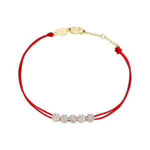 925 Sterling Silver Red String Bracelet Crystal Cluster Setting Women Jewelry