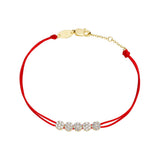 925 Sterling Silver Red String Bracelet Crystal Cluster Setting Women Jewelry