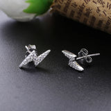 925 Silver Crystal Stud Earrings Women Jewelry