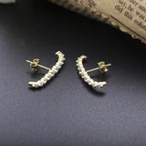 925 Sterling Silver Long Stud Earrings Clear CZ Europe Women Jewelry
