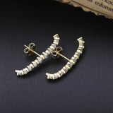 925 Sterling Silver Long Stud Earrings Clear CZ Europe Women Jewelry