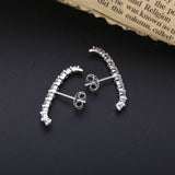 925 Sterling Silver Long Stud Earrings Clear CZ Europe Women Jewelry