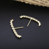 925 Sterling Silver Long Stud Earrings Clear CZ Europe Women Jewelry