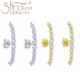 925 Sterling Silver Long Stud Earrings Clear CZ Europe Women Jewelry